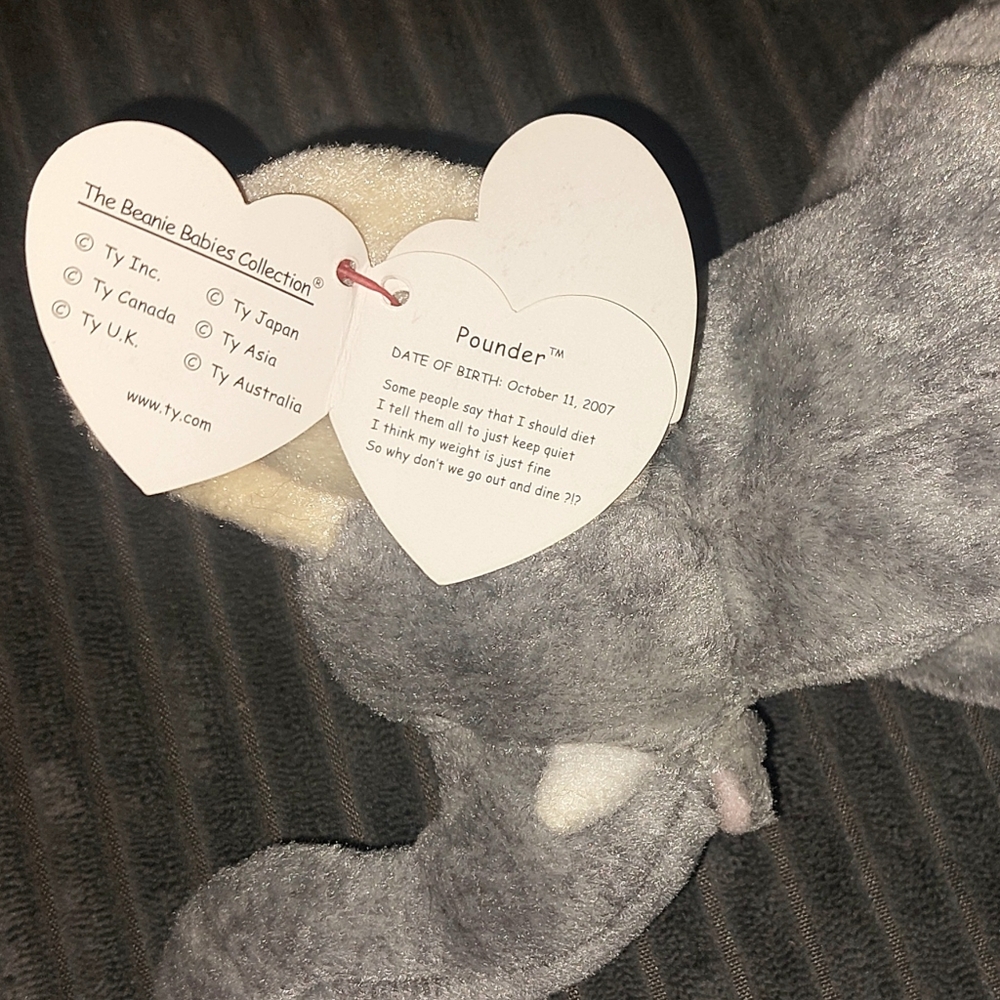 🌷3/$20🌷NWT/Vintage Y2K TY Beanie Baby Elephant "Pounder" - Picture 4 of 4